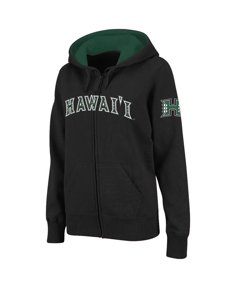 Women's Stadium Athletic Black Hawaii Warriors Arched Name Full-Zip Hoodie