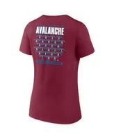 Women's Fanatics Burgundy Colorado Avalanche 2022 Stanley Cup Champions Jersey Roster V-Neck T-shirt