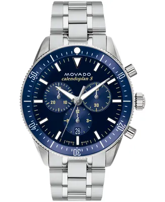 Movado Men's Heritage Silver-Tone Stainless Steel Bracelet Watch 42mm