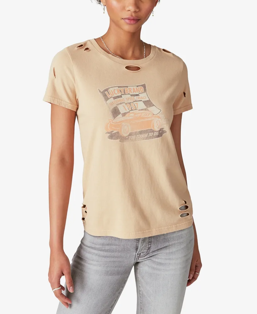 Lucky Brand Women's Speed Trials Graphic Cotton T-Shirt