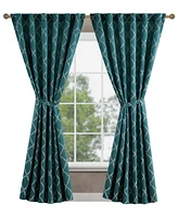 Jessica Simpson Lynee Textured Diamond Patterned Blackout Back-Tab Window Curtain Panel Pair with Tiebacks, 52" x 84"