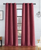 Lucky Brand Solana Thermal Woven Room Darkening Grommet Window Curtain Panel Pair with Tiebacks