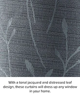 Lucky Brand Sondra Textured Leaf Pattern Blackout Grommet Window Curtain Panel Pair with Tiebacks, 38" x 96"