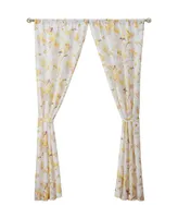 Lucky Brand Watermark Floral Textured Light Filtering Rod Pocket Window Curtain Panel Pair with Tie Backs