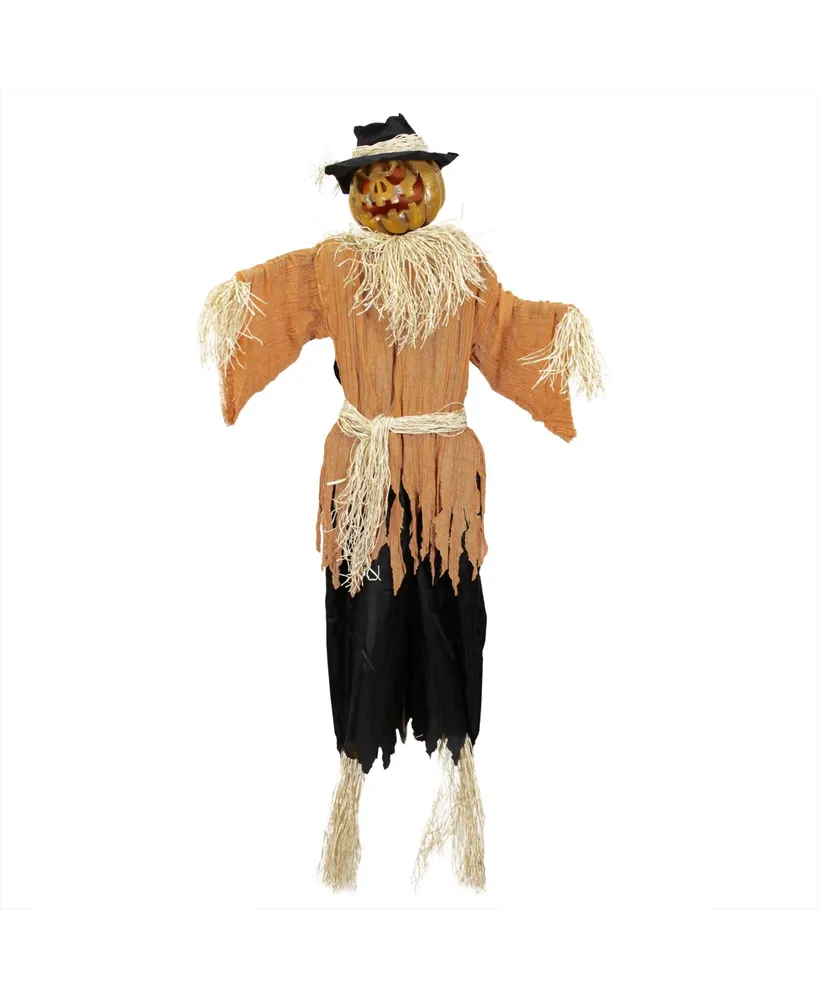 6' Animated Jack-o'-Lantern Scarecrow Halloween Decoration