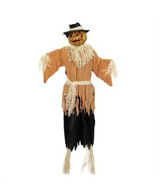 6' Animated Jack-o'-Lantern Scarecrow Halloween Decoration