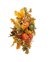 Fallen Leaves with Pine Cones and Pumpkins Artificial Thanksgiving Wreath, 24"
