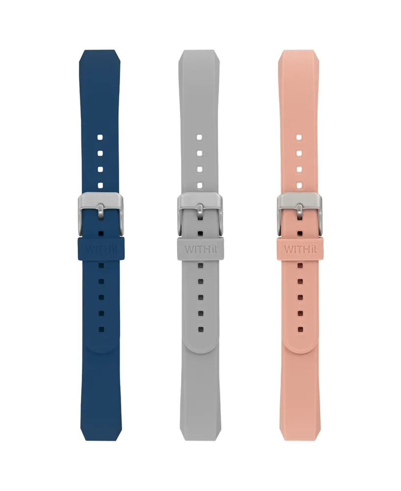 WITHit Navy Smooth, Gray Smooth and Pink Smooth Silicone Band Set, 3 Piece Compatible with the Fitbit Alta and Fitbit Alta Hr