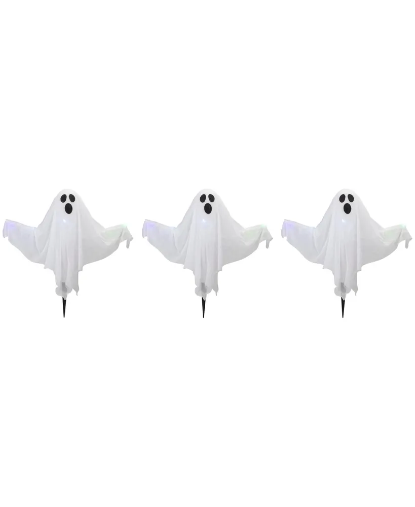 Lighted 3 Piece Ghost Halloween Lawn Stakes Set