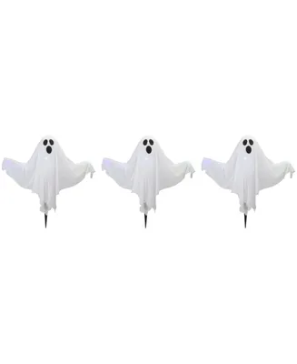 Lighted 3 Piece Ghost Halloween Lawn Stakes Set