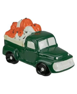 Led Lighted Ceramic Truck Hauling Pumpkins Autumn Harvest Decoration, 9.5"