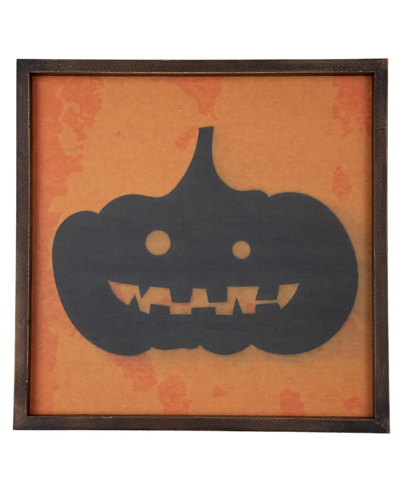 Black Jack-o-Lantern Silhouette Halloween Wall Hanging, 15.75"
