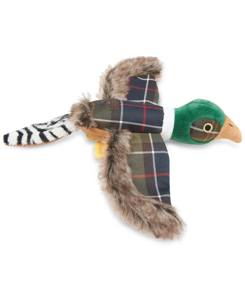 Barbour Plaid Logo Pheasant Squeaker Stuffed Dog Toy