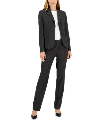 Anne Klein Women's Pinstripe Two-Button Jacket & Flare-Leg Pants Pencil Skirt