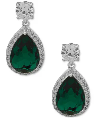 Anne Klein Pave Crystal Pear Halo Drop Earrings