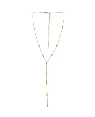 Ettika 18K Gold Plated Dainty Crystal Lariat Necklace - Gold