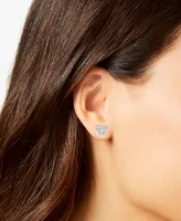 Diamond Heart Cluster Stud Earrings (1/2 ct. t.w.) in 10k White Gold