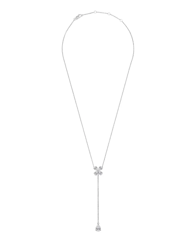 Macy's White Topaz Flower Necklace in Sterling Silver