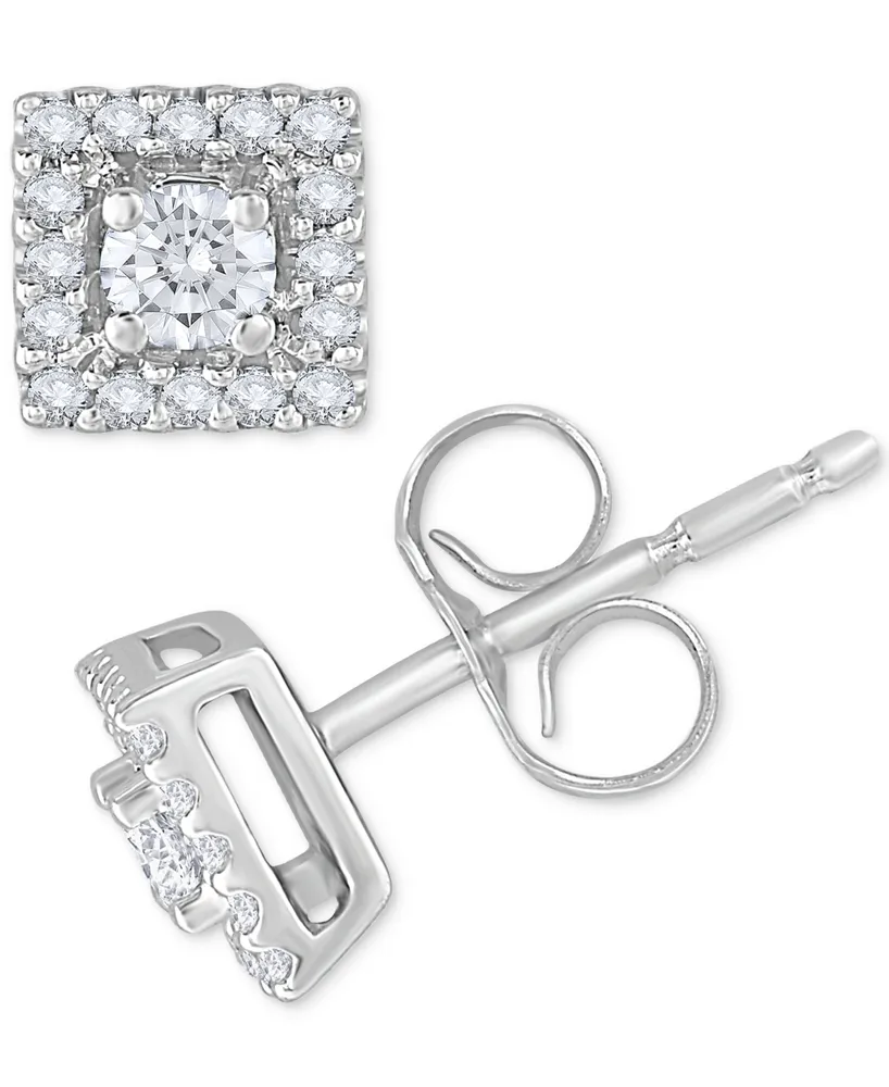 Diamond Cluster Stud Earrings (1/4 ct. t.w.) in 14k White Gold