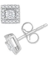 Diamond Cluster Stud Earrings (1/4 ct. t.w.) in 14k White Gold