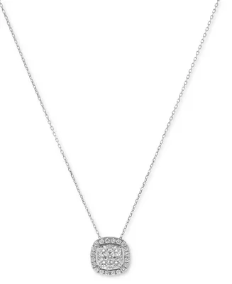 Diamond Halo Cluster 18" Pendant Necklace (1-1/2 ct. t.w.) in 14k White Gold