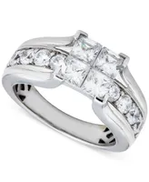 Diamond Princess & Round 3-Pc Bridal Set (4 ct. t.w.) in 14k White Gold