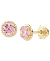 Children's Cubic Zirconia Screw Back Stud Earrings 14k Gold