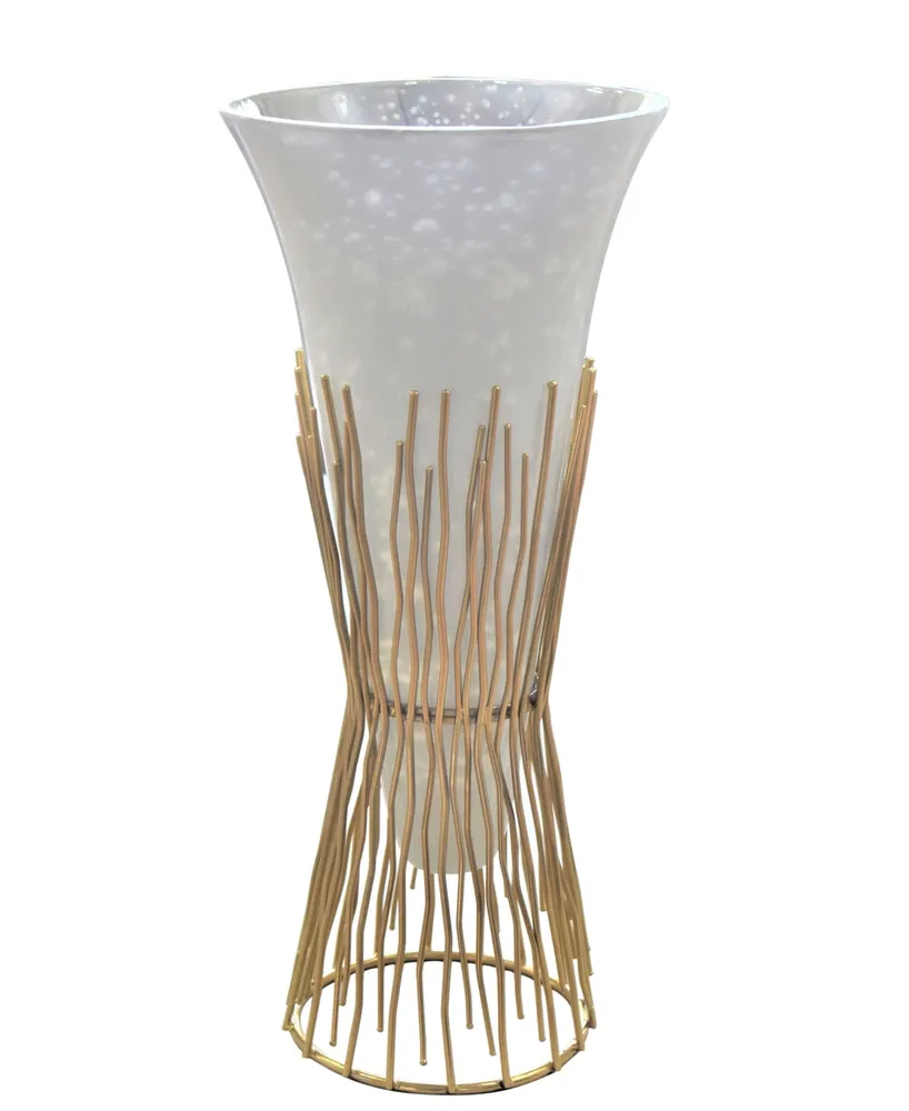 Classic Touch Opaque Glass Vase on Twig Base