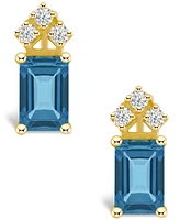 London Blue Topaz (1-/8 ct. t.w.) and Diamond (1/8 Stud Earrings 14K Yellow Gold or White