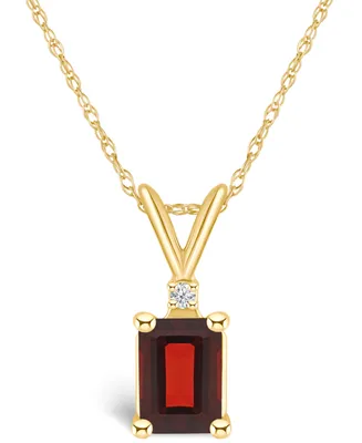 Garnet (1-1/ ct. t.w.) and Diamond Accent Pendant Necklace 14K Yellow Gold or White