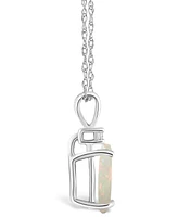 Opal (1/2 ct. t.w.) and Diamond Accent Pendant Necklace 14K White Gold or