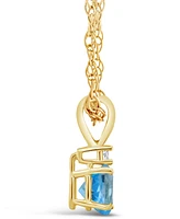 Blue Topaz (1 ct.t.w) and Diamond Accent Pendant Necklace in 14K Yellow Gold