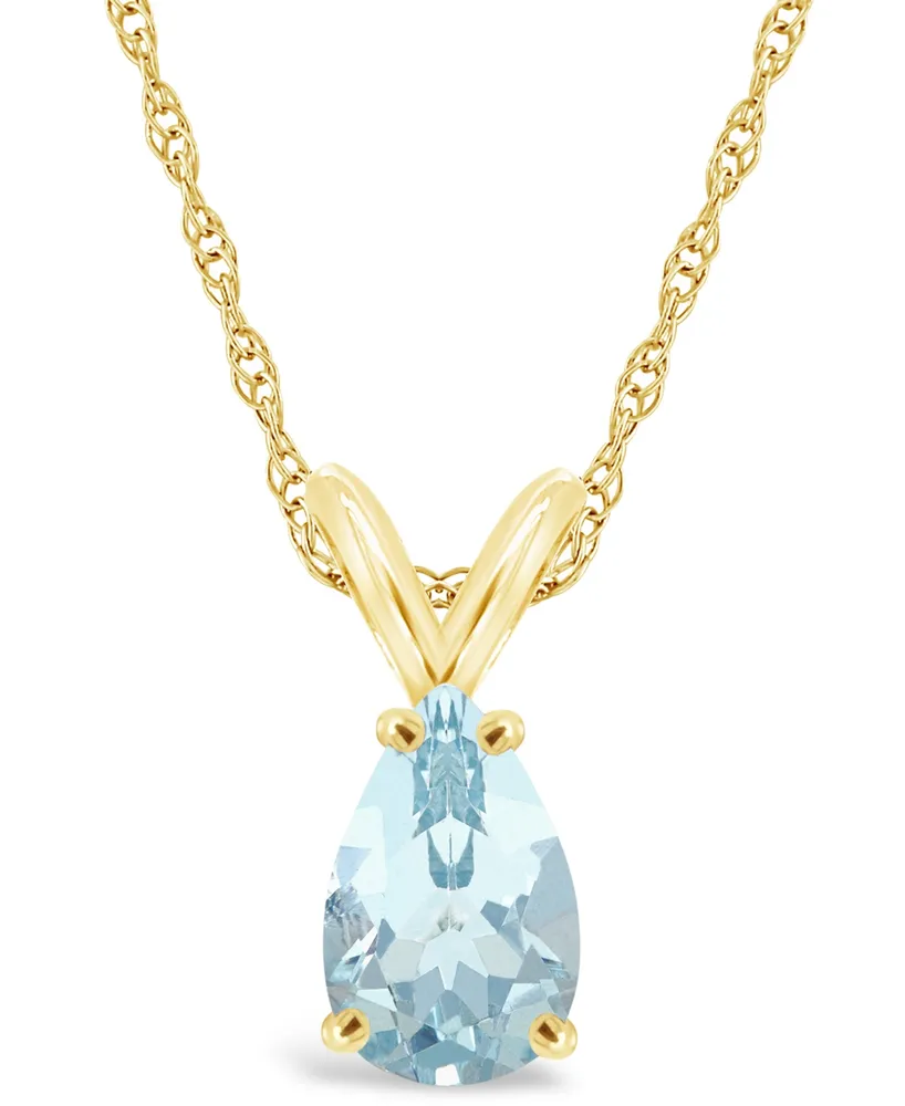 Aquamarine (1 ct.t.w) Pendant Necklace in 14K Yellow Gold