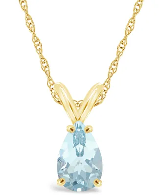 Aquamarine (1 ct.t.w) Pendant Necklace in 14K Yellow Gold