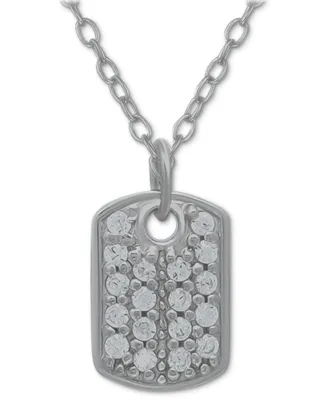 Giani Bernini Cubic Zirconia Dog Tag 18" Pendant Necklace in Sterling Silver, Created for Macy's