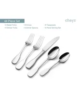 Chefs Toulon Satin 18/10 Stainless Steel 44 Piece Flatware Set, Service for 8