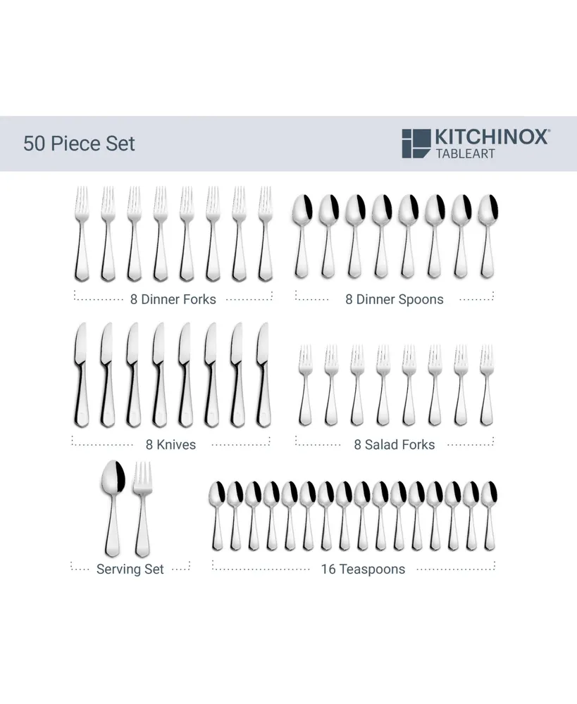 Kitchinox Penthouse 50 Piece Flatware Set, Service for 8