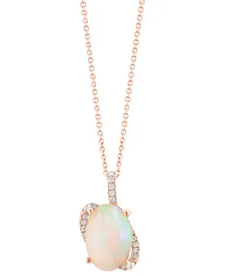 Effy Ethiopian Opal (4-1/3 ct. t.w.) & Diamond (1/8 ct. t.w.) 18" Pendant Necklace in 14k Rose Gold
