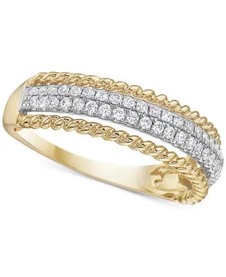 Diamond Double Row Ring (1/3 ct. t.w.) in 14k Two-Tone Gold - Two