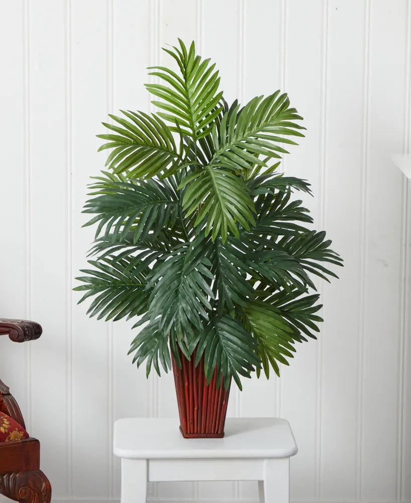 Nearly Natural Areca Palm w/ Bamboo Vase Silk Plant