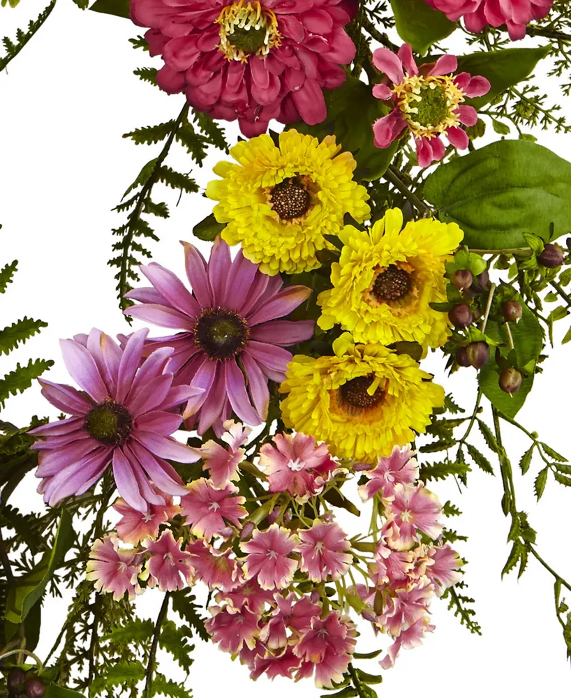 Nearly Natural Mixed Flower Wreath