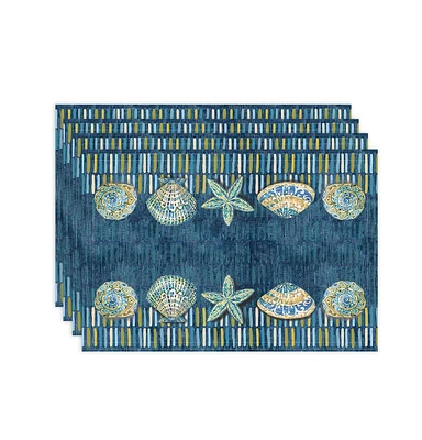 Laural Home Embellished Shells Set of 4 Placemats, 13" x 19"