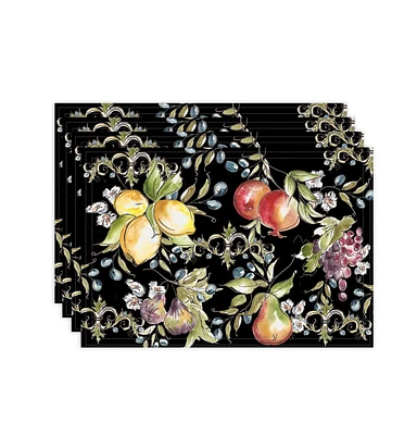 Laural Home Tuscan Fruit Sketch Set of 4 Placemats, 13" x 19"