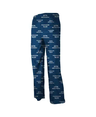 Preschool Boys and Girls Seattle Seahawks Allover Logo Navy Blue Flannel Pajama Pants