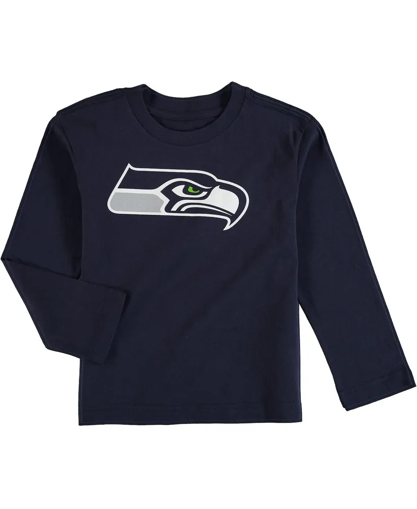 Preschool Boys and Girls Seattle Seahawks Team Logo College Navy Long Sleeve T-shirt