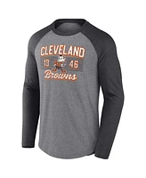 Men's Fanatics Heathered Gray, Heathered Charcoal Cleveland Browns Weekend Casual Raglan Long Sleeve T-shirt