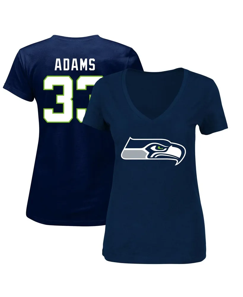 Women's Fanatics Jamal Adams College Navy Seattle Seahawks Plus Size Player Name and Number V-Neck T-shirt