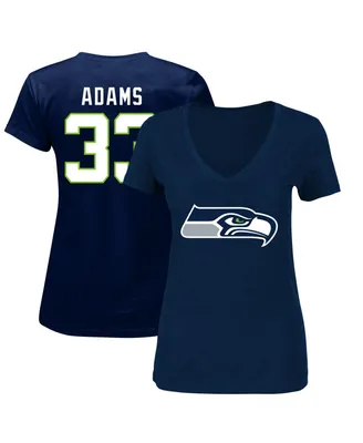 Women's Fanatics Jamal Adams College Navy Seattle Seahawks Plus Size Player Name and Number V-Neck T-shirt