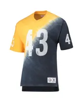 Men's Mitchell & Ness Troy Polamalu Gold, Black Pittsburgh Steelers Retired Player Name and Number Diagonal Tie-Dye V-Neck T-shirt