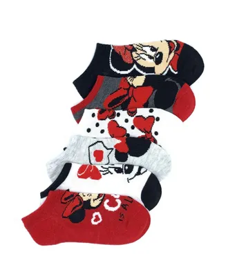 Minnie Mouse Big Girls No Show Socks, Pair of 6